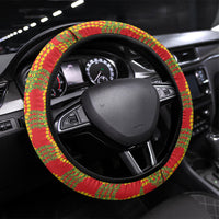 Aloha Hawaii Ilima Maile Lei Steering Wheel Cover Palaka Inspired Hawaiian-plaid Red