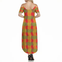Aloha Hawaii Ilima Maile Lei Summer Maxi Dress Palaka Inspired Hawaiian-plaid Red