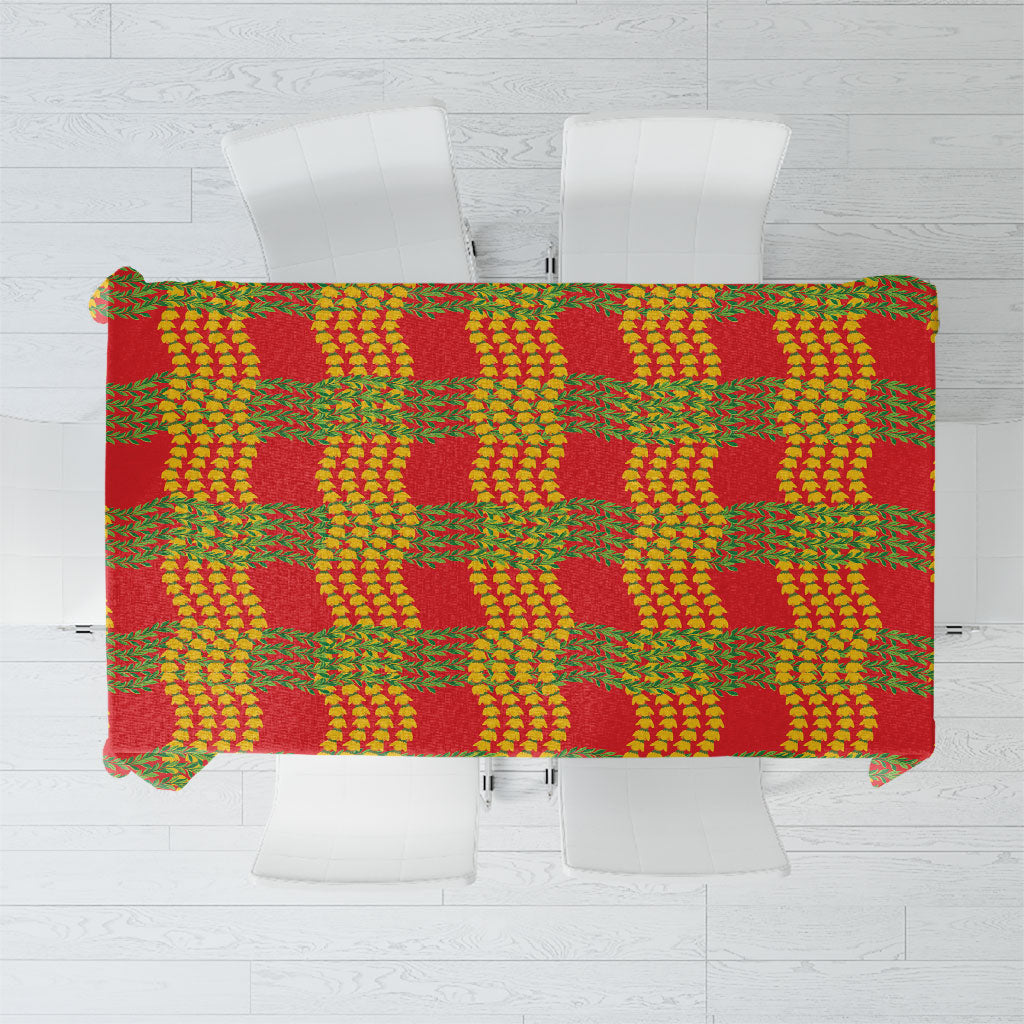 Aloha Hawaii Ilima Maile Lei Tablecloth Palaka Inspired Hawaiian-plaid Red LT14 Red - Polynesian Pride