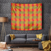 Aloha Hawaii Ilima Maile Lei Tapestry Palaka Inspired Hawaiian-plaid Red