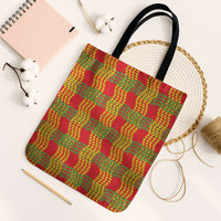 Aloha Hawaii Ilima Maile Lei Tote Bag Palaka Inspired Hawaiian-plaid Red