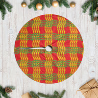 Aloha Hawaii Ilima Maile Lei Tree Skirt Palaka Inspired Hawaiian-plaid Red