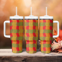 Aloha Hawaii Ilima Maile Lei Tumbler With Handle Palaka Inspired Hawaiian-plaid Red