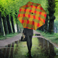 Aloha Hawaii Ilima Maile Lei Umbrella Palaka Inspired Hawaiian-plaid Red