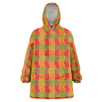 Aloha Hawaii Ilima Maile Lei Wearable Blanket Hoodie Palaka Inspired Hawaiian-plaid Red