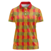 Aloha Hawaii Ilima Maile Lei Women Polo Shirt Palaka Inspired Hawaiian-plaid Red