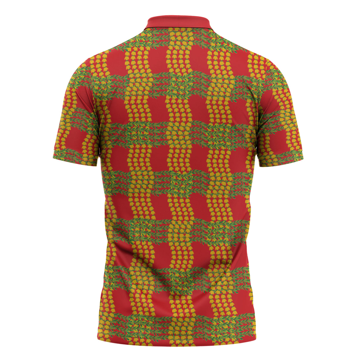 Aloha Hawaii Ilima Maile Lei Zipper Polo Shirt Palaka Inspired Hawaiian-plaid Red