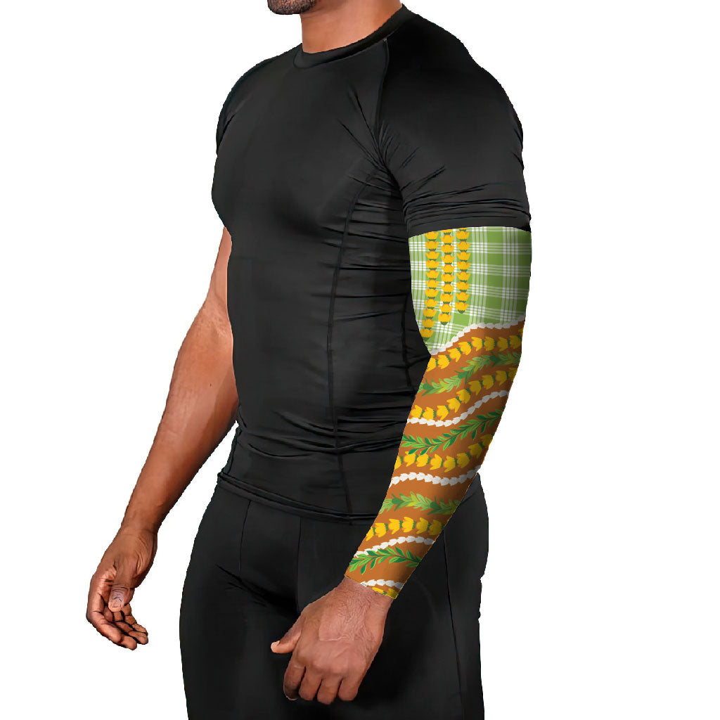 Hawaii Leis Palaka Motifs Arm Sleeves Pikake Pakalana Maile Ilima Kakau Style