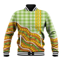 Hawaii Leis Palaka Motifs Baseball Jacket Pikake Pakalana Maile Ilima Kakau Style
