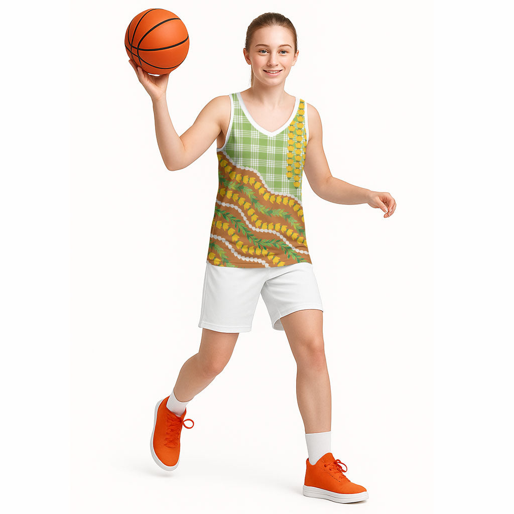 Hawaii Leis Palaka Motifs Basketball Jersey Pikake Pakalana Maile Ilima Kakau Style