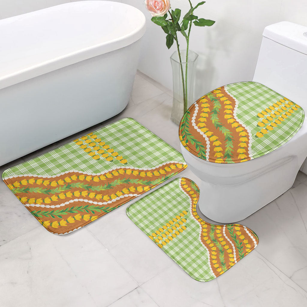 Hawaii Leis Palaka Motifs Bathroom Set Pikake Pakalana Maile Ilima Kakau Style