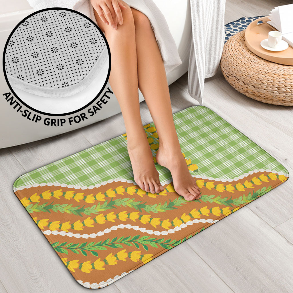 Hawaii Leis Palaka Motifs Bathroom Set Pikake Pakalana Maile Ilima Kakau Style