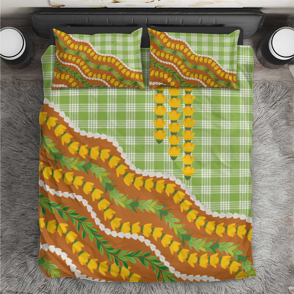 Hawaii Leis Palaka Motifs Bedding Set Pikake Pakalana Maile Ilima Kakau Style