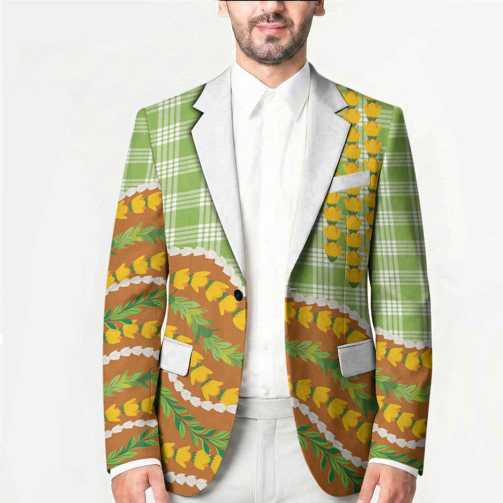 Hawaii Leis Palaka Motifs Blazer Pikake Pakalana Maile Ilima Kakau Style