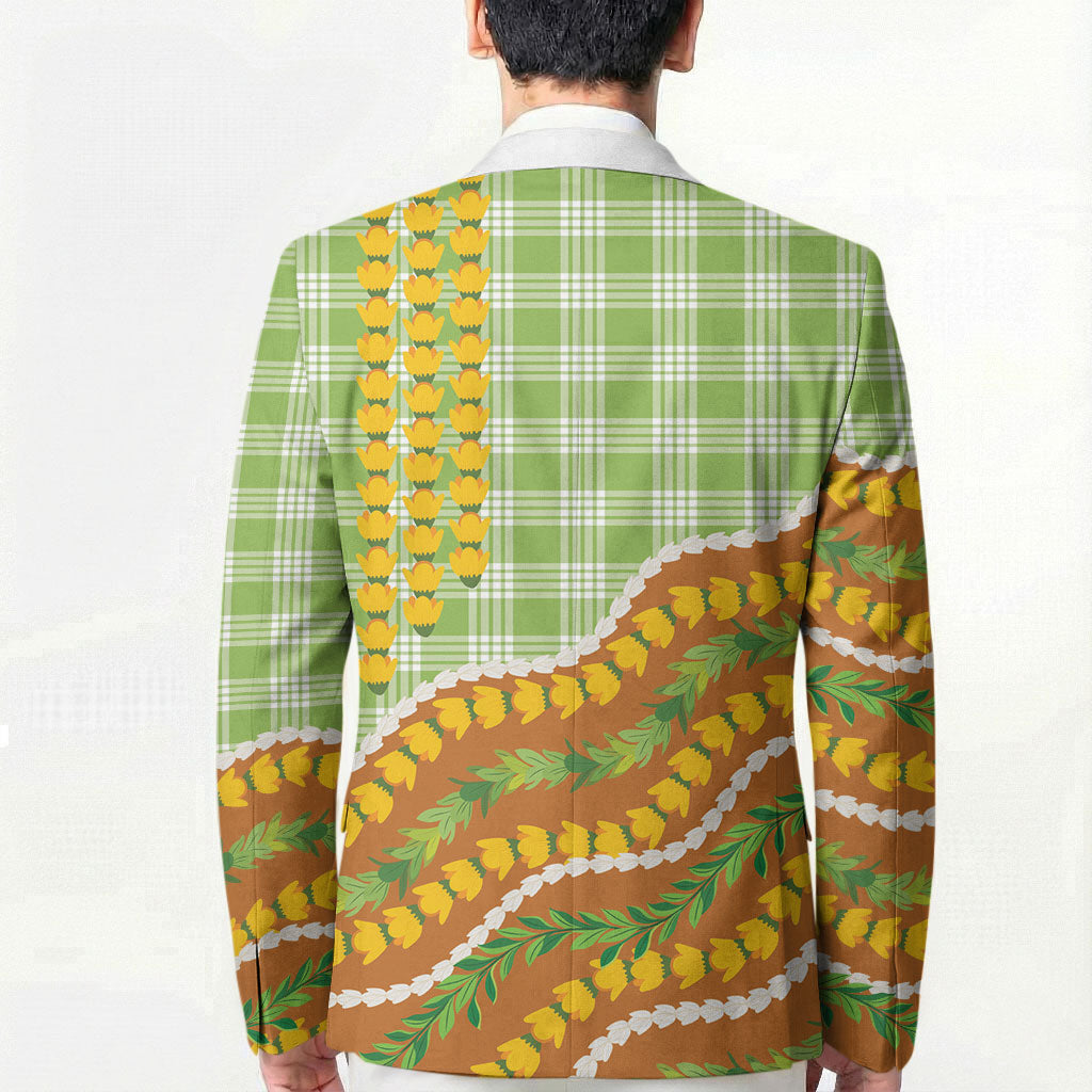 Hawaii Leis Palaka Motifs Blazer Pikake Pakalana Maile Ilima Kakau Style