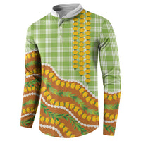 Hawaii Leis Palaka Motifs Button Sweatshirt Pikake Pakalana Maile Ilima Kakau Style