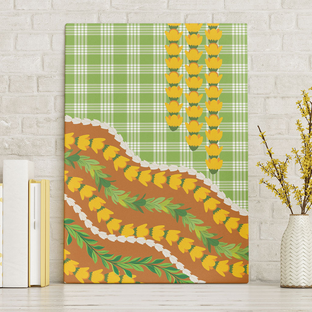 Hawaii Leis Palaka Motifs Canvas Wall Art Pikake Pakalana Maile Ilima Kakau Style