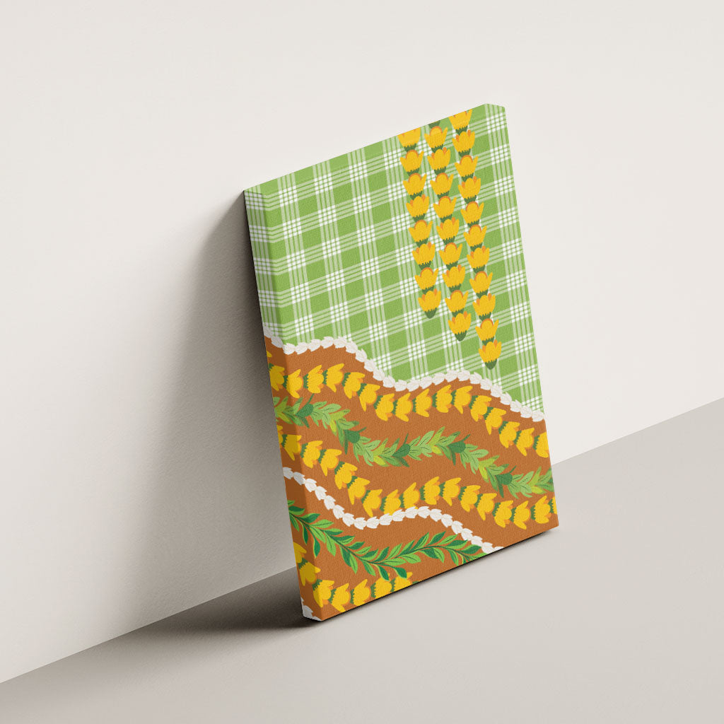 Hawaii Leis Palaka Motifs Canvas Wall Art Pikake Pakalana Maile Ilima Kakau Style