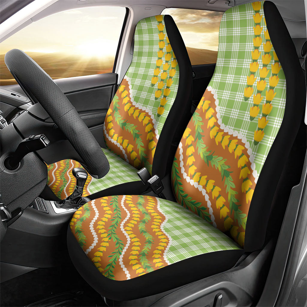 Hawaii Leis Palaka Motifs Car Seat Cover Pikake Pakalana Maile Ilima Kakau Style