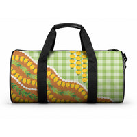 Hawaii Leis Palaka Motifs Duffle Bag Pikake Pakalana Maile Ilima Kakau Style