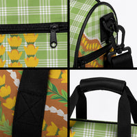 Hawaii Leis Palaka Motifs Duffle Bag Pikake Pakalana Maile Ilima Kakau Style
