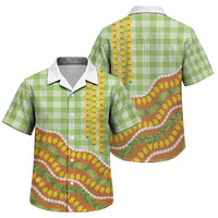 Hawaii Leis Palaka Motifs Family Matching Short Sleeve Bodycon Dress and Hawaiian Shirt Pikake Pakalana Maile Ilima Kakau Style