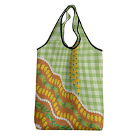 Hawaii Leis Palaka Motifs Grocery Bag Pikake Pakalana Maile Ilima Kakau Style