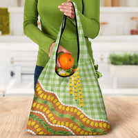 Hawaii Leis Palaka Motifs Grocery Bag Pikake Pakalana Maile Ilima Kakau Style