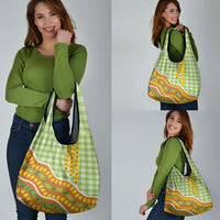Hawaii Leis Palaka Motifs Grocery Bag Pikake Pakalana Maile Ilima Kakau Style