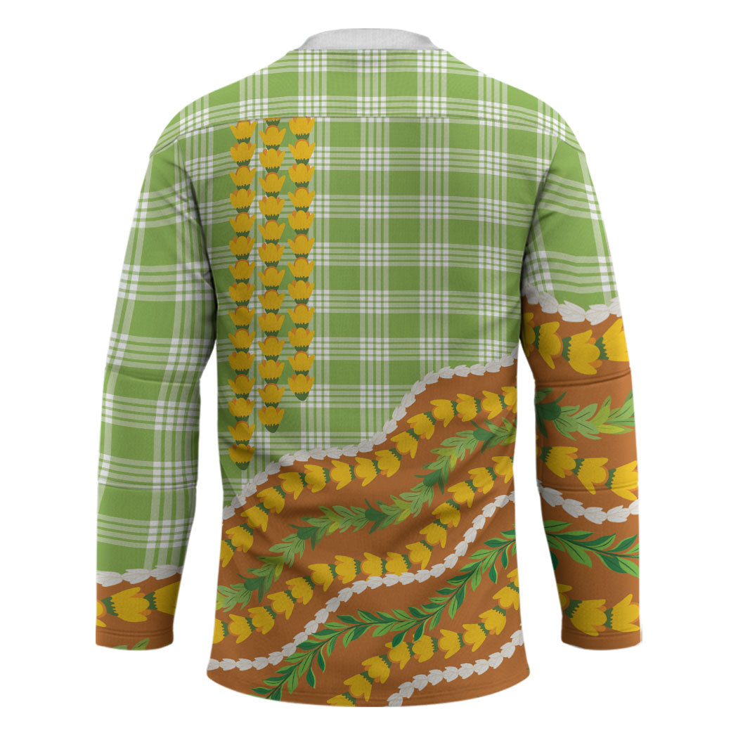Hawaii Leis Palaka Motifs Hockey Jersey Pikake Pakalana Maile Ilima Kakau Style