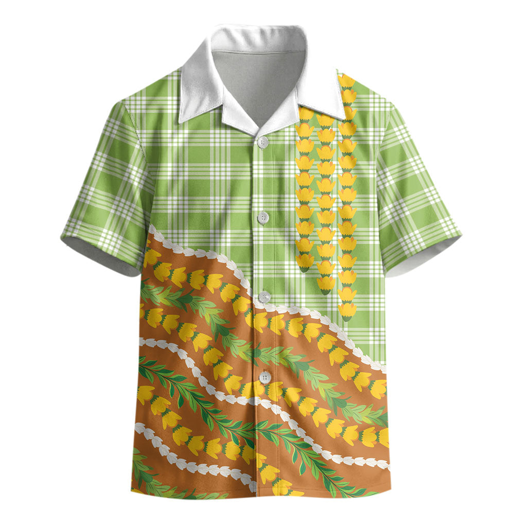 Hawaii Leis Palaka Motifs Kid Hawaiian Shirt Pikake Pakalana Maile Ilima Kakau Style