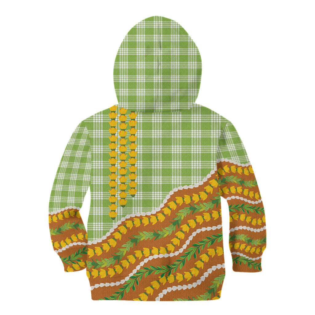 Hawaii Leis Palaka Motifs Kid Hoodie Pikake Pakalana Maile Ilima Kakau Style