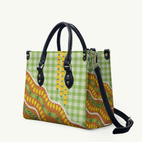 Hawaii Leis Palaka Motifs Leather Bag Pikake Pakalana Maile Ilima Kakau Style