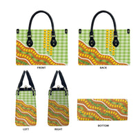 Hawaii Leis Palaka Motifs Leather Bag Pikake Pakalana Maile Ilima Kakau Style