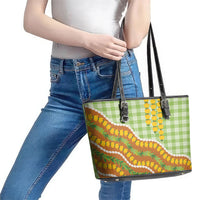 Hawaii Leis Palaka Motifs Leather Tote Bag Pikake Pakalana Maile Ilima Kakau Style