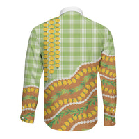 Hawaii Leis Palaka Motifs Long Sleeve Button Shirt Pikake Pakalana Maile Ilima Kakau Style