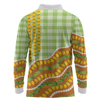 Hawaii Leis Palaka Motifs Long Sleeve Polo Shirt Pikake Pakalana Maile Ilima Kakau Style