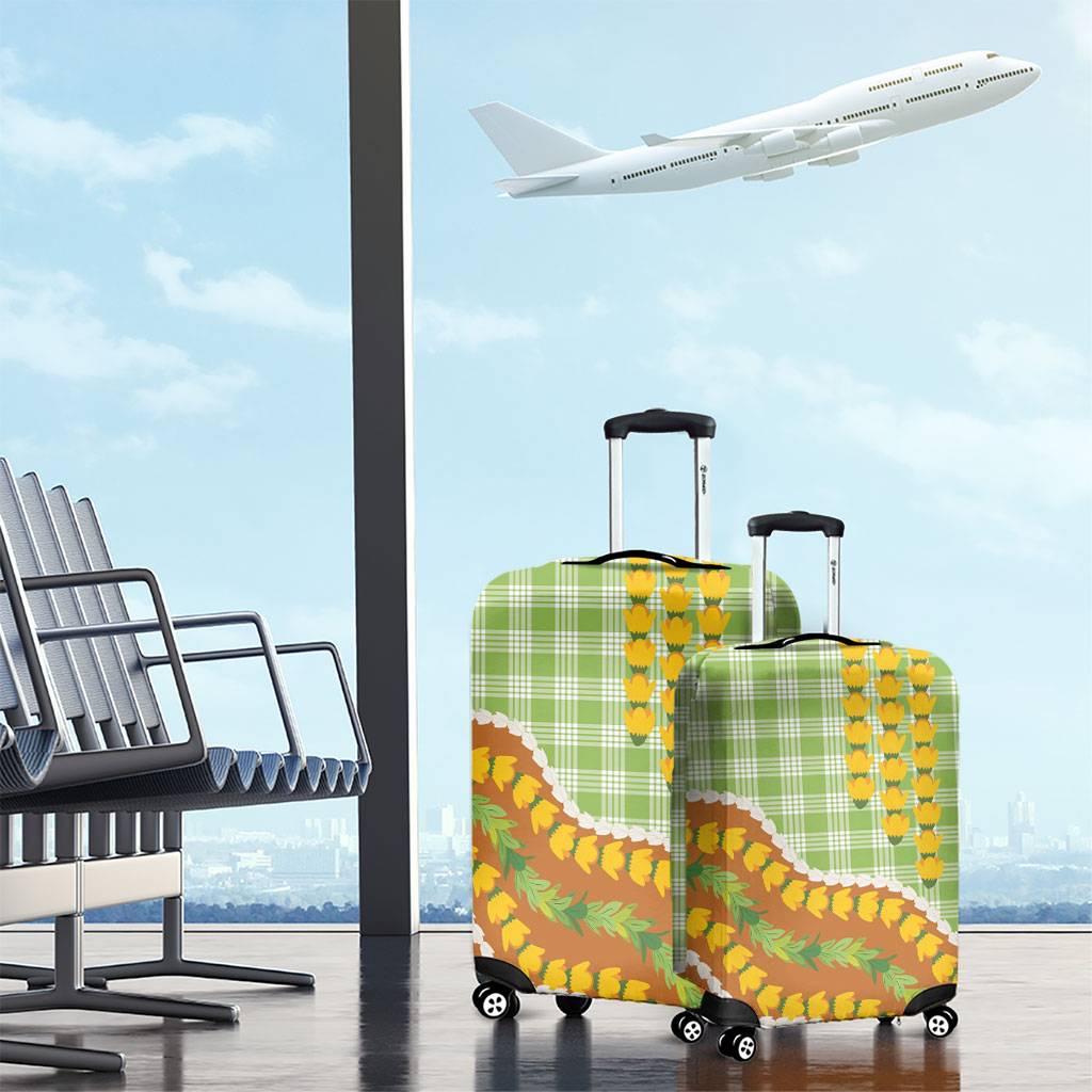 Hawaii Leis Palaka Motifs Luggage Cover Pikake Pakalana Maile Ilima Kakau Style