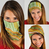 Hawaii Leis Palaka Motifs Neck Gaiter Pikake Pakalana Maile Ilima Kakau Style