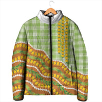 Hawaii Leis Palaka Motifs Padded Jacket Pikake Pakalana Maile Ilima Kakau Style