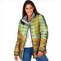 Hawaii Leis Palaka Motifs Padded Jacket Pikake Pakalana Maile Ilima Kakau Style
