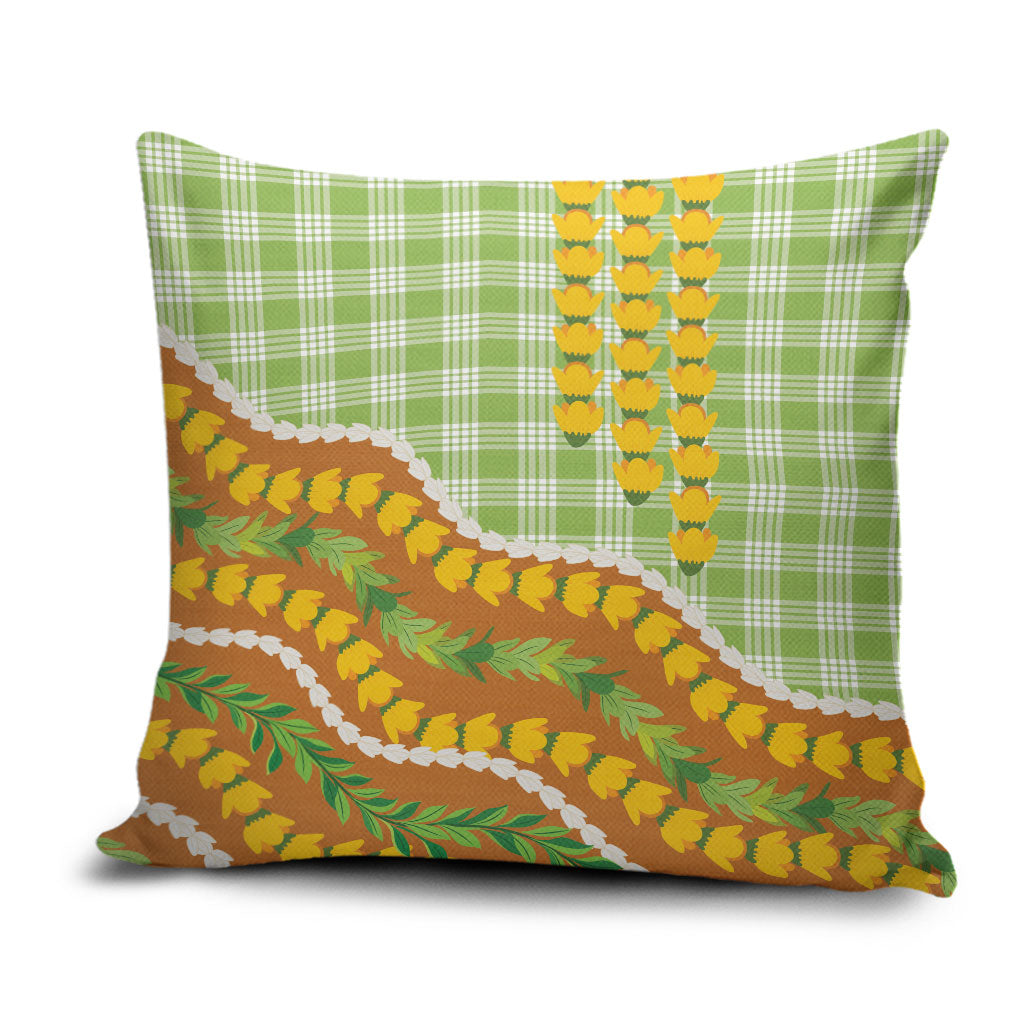 Hawaii Leis Palaka Motifs Pillow Cover Pikake Pakalana Maile Ilima Kakau Style