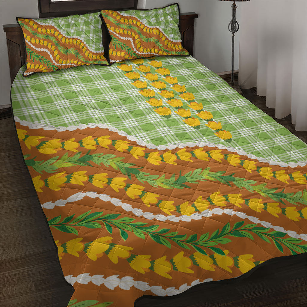 Hawaii Leis Palaka Motifs Quilt Bed Set Pikake Pakalana Maile Ilima Kakau Style LT14 Multicolor - Polynesian Pride