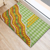 Hawaii Leis Palaka Motifs Rubber Doormat Pikake Pakalana Maile Ilima Kakau Style