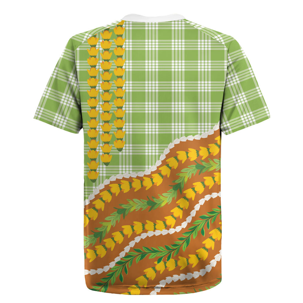 Hawaii Leis Palaka Motifs Rugby Jersey Pikake Pakalana Maile Ilima Kakau Style