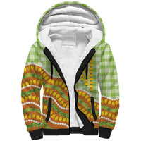 Hawaii Leis Palaka Motifs Sherpa Hoodie Pikake Pakalana Maile Ilima Kakau Style