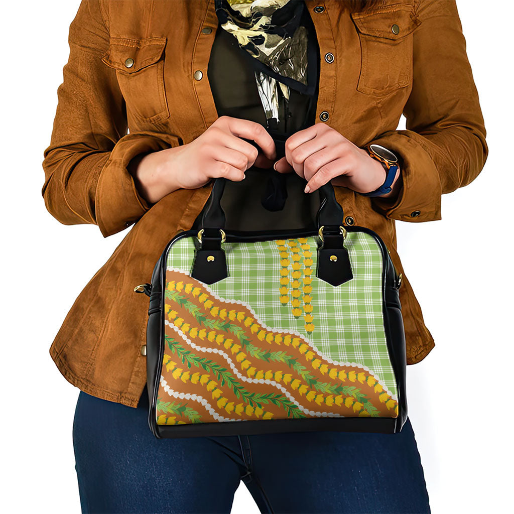 Hawaii Leis Palaka Motifs Shoulder Handbag Pikake Pakalana Maile Ilima Kakau Style