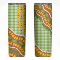 Hawaii Leis Palaka Motifs Skinny Tumbler Pikake Pakalana Maile Ilima Kakau Style
