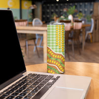 Hawaii Leis Palaka Motifs Skinny Tumbler Pikake Pakalana Maile Ilima Kakau Style
