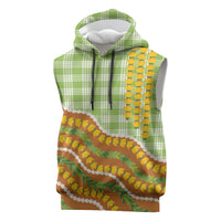 Hawaii Leis Palaka Motifs Sleeveless Hoodie Pikake Pakalana Maile Ilima Kakau Style